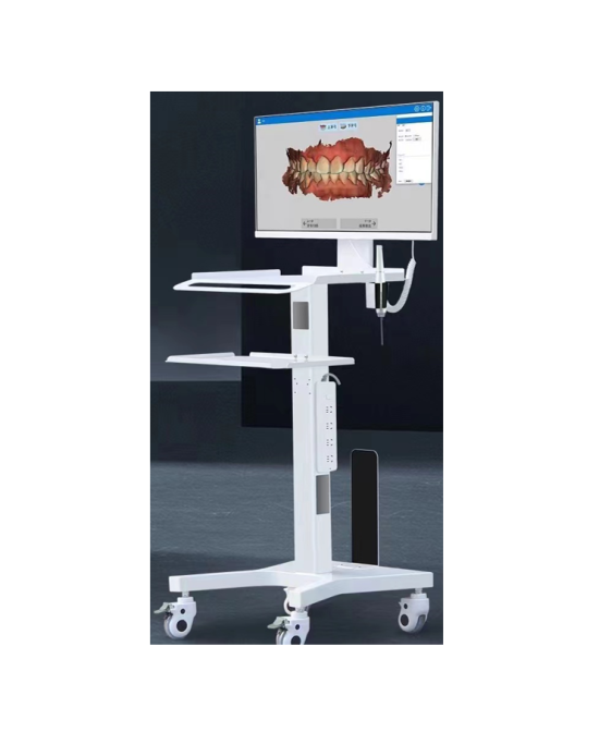 Cart mobil cu 2 etajere 3 prize suport pentru monitor si desktop