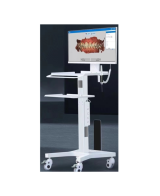 Cart mobil cu 2 etajere 3 prize suport pentru monitor si desktop